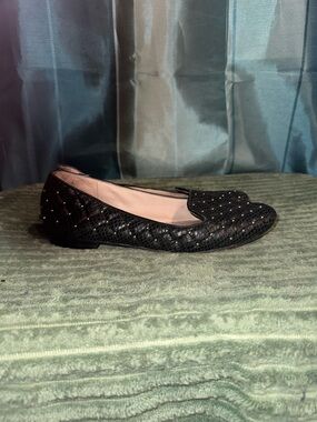 Vince Camuto Black Embellished Snake-Texture Loafers